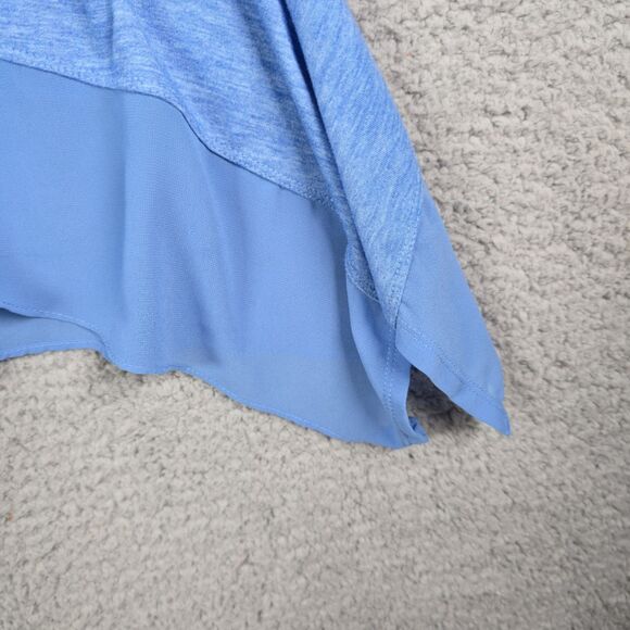 Ali Miles Womens Tunic M Blue Embroidered Ribbon Silver Stud Hem Soft Knit - Picture 9 of 9